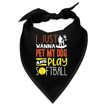 Nur Meinen Hund Streicheln Und Softball Spielen - Bandana - Schwarz - Vorne