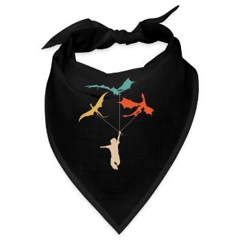 Lustiger Trendiger Kleiner Junge Mit Drachen - Bandana - Schwarz - Vorne