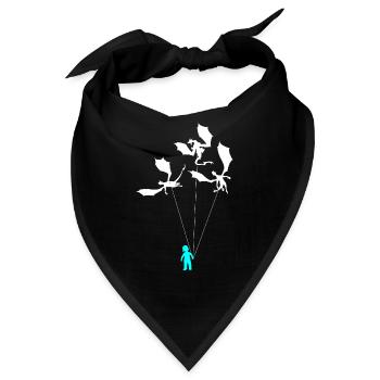 Lustiger Trendiger Kleiner Junge Mit Drachen - Bandana - Schwarz - Vorne
