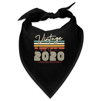 Vintage Geburtstagsgeschenk 2020 3/4 Jahre - Bandana - Schwarz - Vorne
