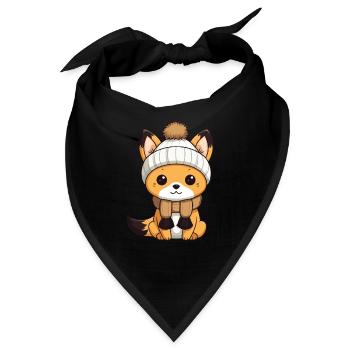 Fuchs Winter Tier Niedlich Comic - Bandana - Schwarz - Vorne