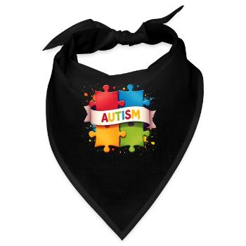 Autismus-Puzzle - Bandana - Schwarz - Vorne