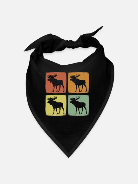 Vintage Moose Retro Wild Animal - Bandana - noir - Devant