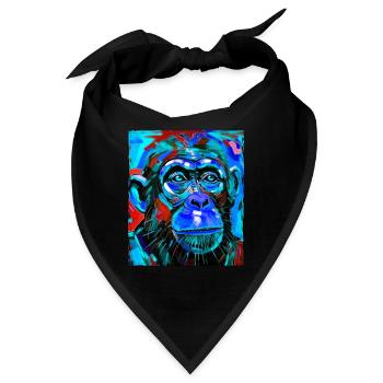 Affe Porträt - Bandana - Schwarz - Vorne