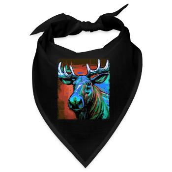Elch Porträt - Bandana - Schwarz - Vorne