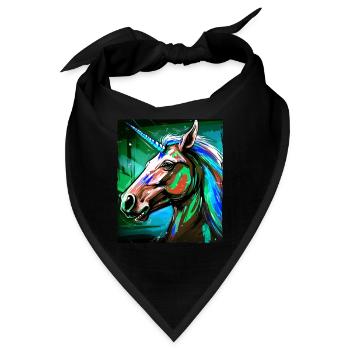 Einhorn Porträt - Bandana - Schwarz - Vorne