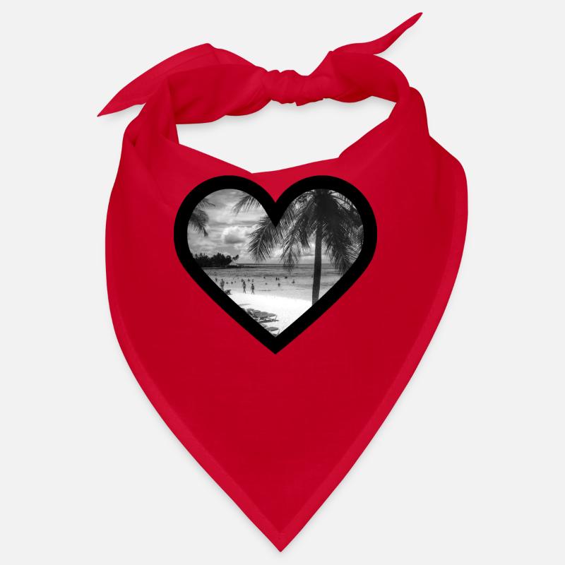 Beach with palm trees / black heart frame Bandana