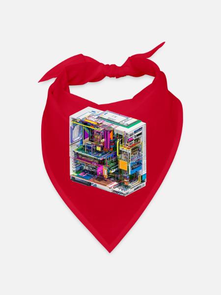 Buntes Innenleben eines Computers - Bandana - Rot - Vorne