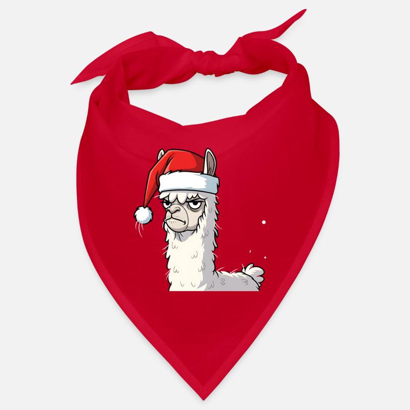 Llama with Santa Hat Alpaca Anti Christmas Bandana