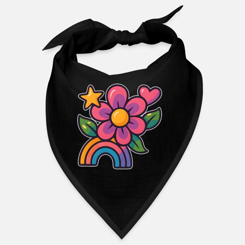 Bunte Blumen- und Regenbogen-Illustration  Bandana