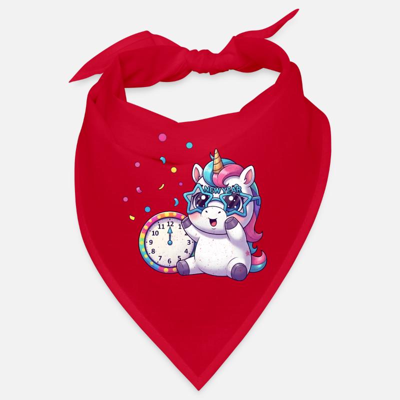 Happy New Year Unicorn with Clock Bandana