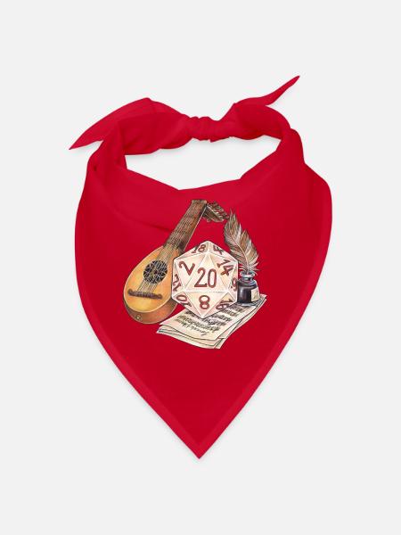 Rollenspiel Tabletop D20 Würfel Geschenk Barde - Bandana - Rot - Vorne