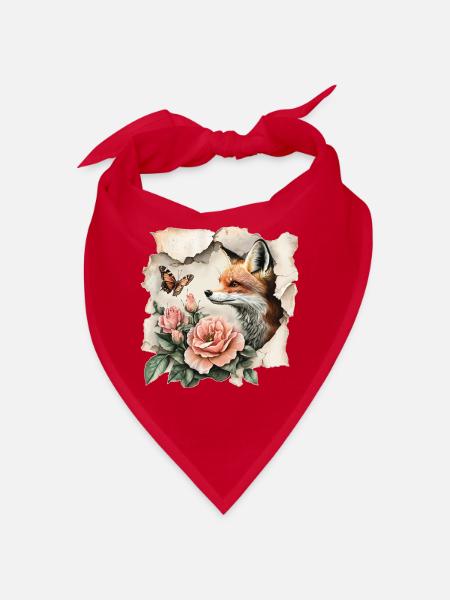 Fuchs mit Schmetterling - Bandana - Rot - Vorne