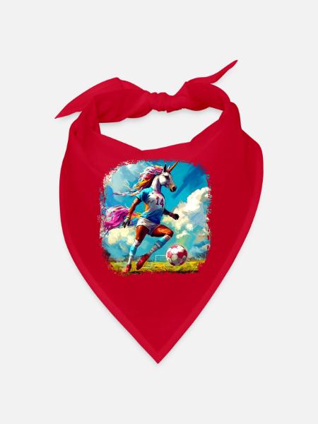 Einhörner Fussball / Fussballer Einhorn - Bandana - Rot - Vorne