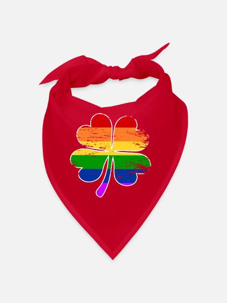 Regenbogen Flagge Vierblättriges Kleeblatt used - Bandana - Rot - Vorne