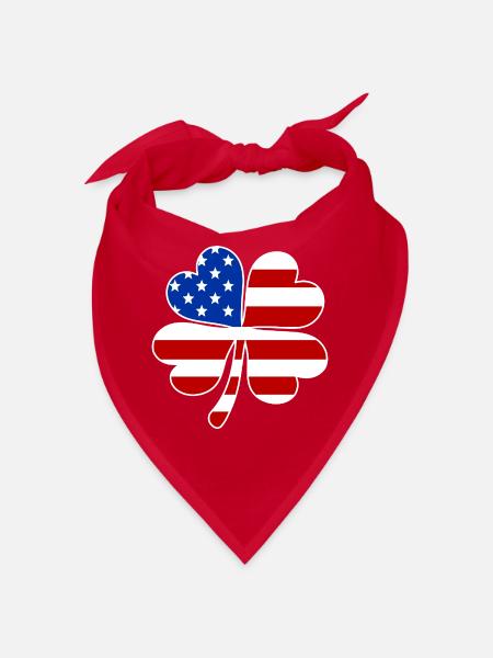 USA Flagge Vierblättriges Kleeblatt - Bandana - Rot - Vorne