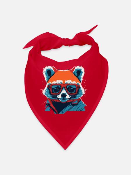 Heftig und feurig: Retro Red Panda T-Shirt - Bandana - Rot - Vorne