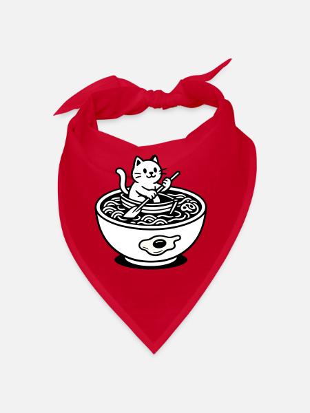 Cute Noudle Soup Cat - Bandana - Rot - Vorne