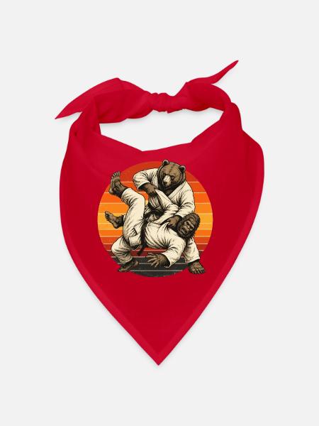  Judoka Taekwondo Aikido Ju-Jutsu Bär - Bandana - Rot - Vorne