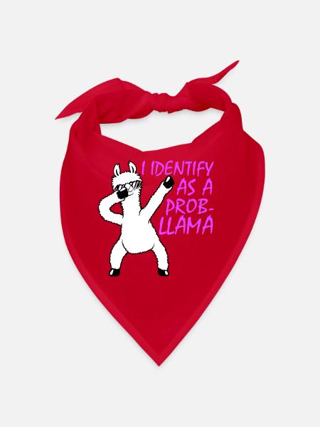 I Identify As A Probllama Cool Lama Problem Spruch - Bandana - Rot - Vorne