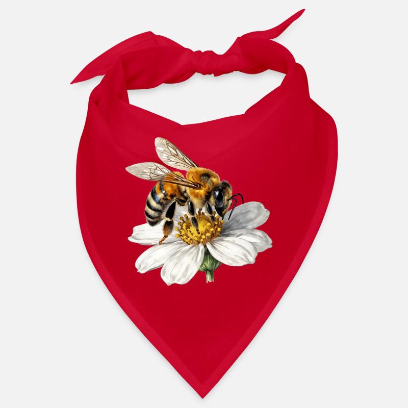 Abeille sur fleur blanche Bandana