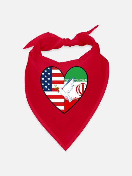 USA Iran Flaggen Frieden Taube Peace - Bandana - Rot - Vorne