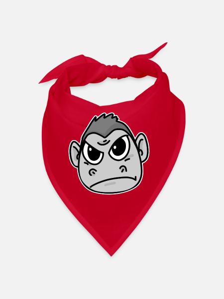 Gorilla Tier Affe Wütend - Bandana - Rot - Vorne