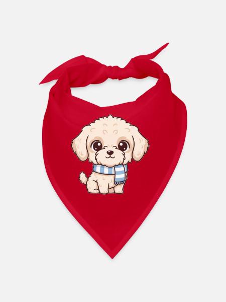 Labradoodle Hund  - Bandana - Rot - Vorne