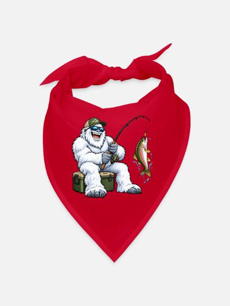 Fröhlicher Yeti beim Angeln – Lustiges Outdoor Mot - Bandana - Rot - Vorne