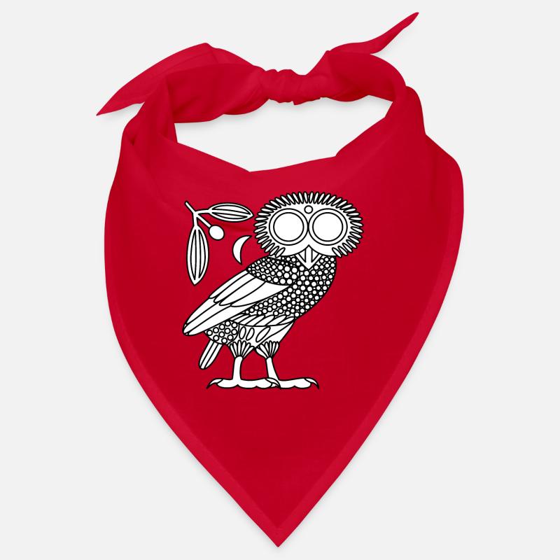 Chouette d'Athéna [Blanc + Couronne et croissant] - Bandana - rouge