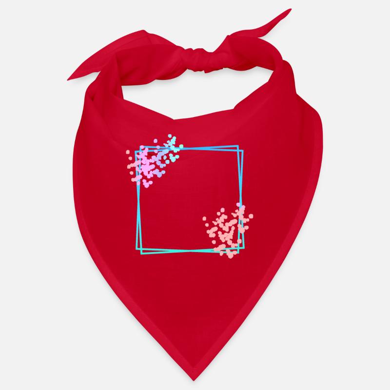 Blue square frame with dots - Bandana - red