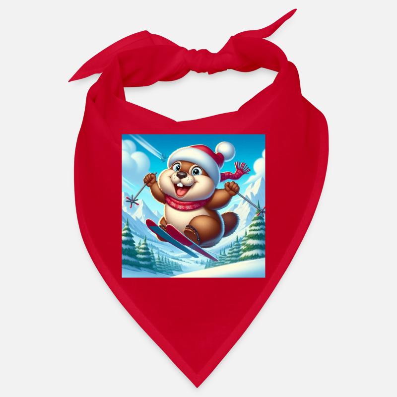 Groundhog Jumping Ski Christmas Bandana