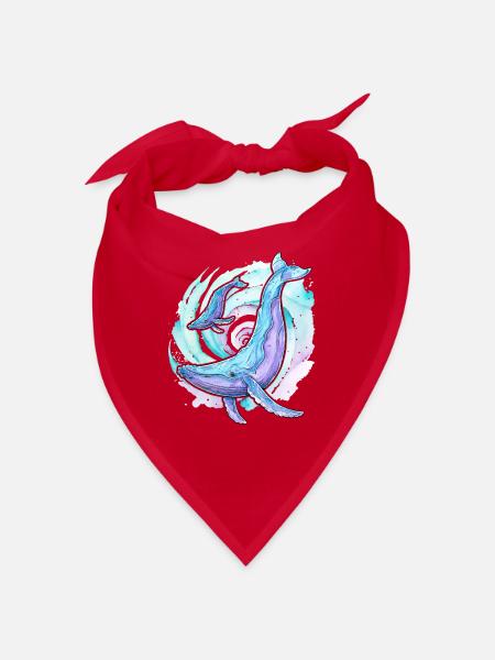 Buckelwal mit Kalb - Bandana - Rot - Vorne
