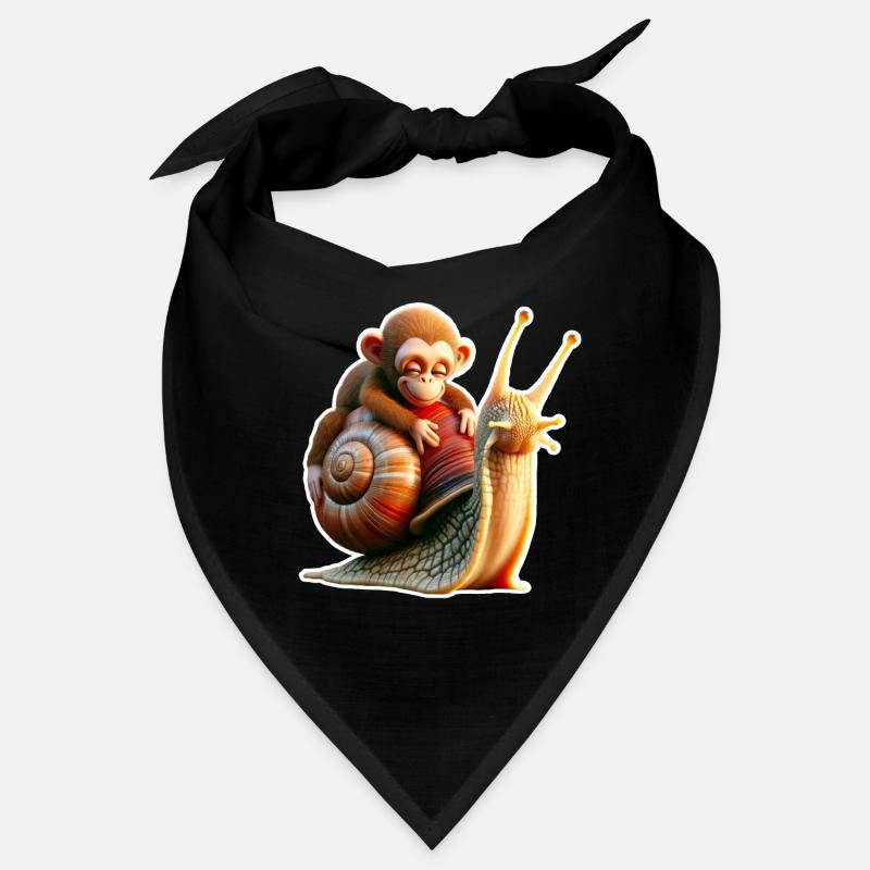 Singe sur l’escargot : amitié joueuse Bandana