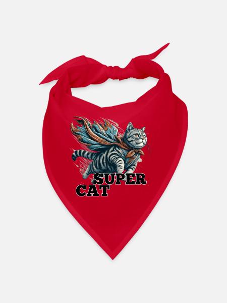 Super Katze Britisch Kurzhaar BKH getigert - Bandana - Rot - Vorne