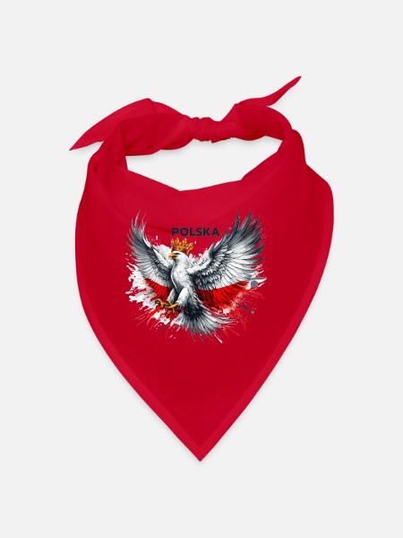 Polen Polska polnisch rot weiß Adler Krone Geschen - Bandana - Rot - Vorne