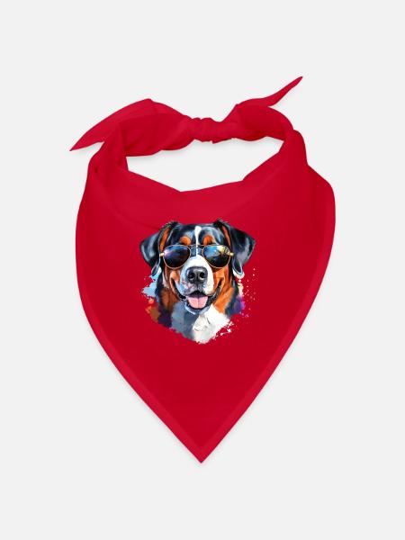Entlebucher mit Sonnenbrille - Bandana - Rot - Vorne