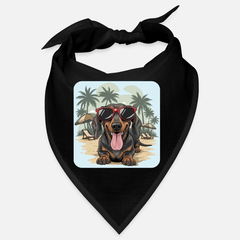 Teckel de plage Teckel Teckel avec lunettes cool Bandana
