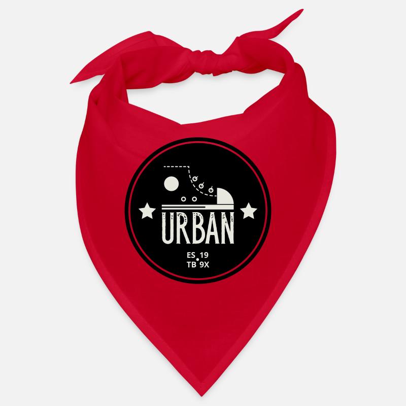 Urban Style Badge Featuring Red Sneaker and Bold  Bandana