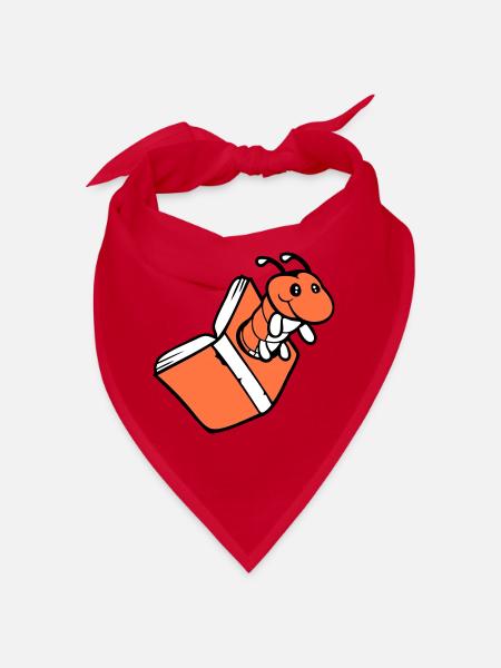 bookworm caterpillar nerd book hole geek worm read - Bandana - red - Front