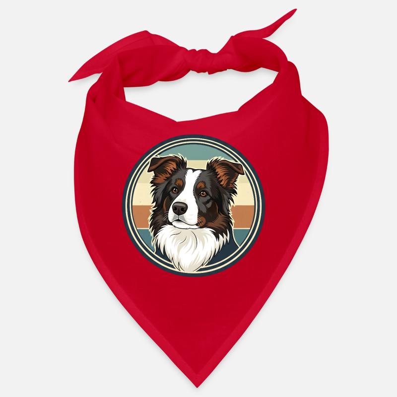 Border Collie Retro Emblem Design Bandana