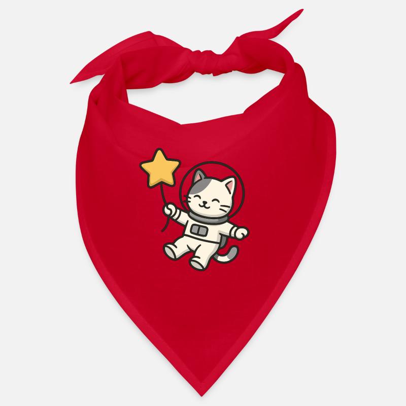 Cute Astro Cat with Star Balloon Bandana