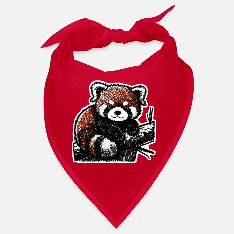 Niedlicher Roter Panda (Kohle/Buntstift) - Bandana - Rot