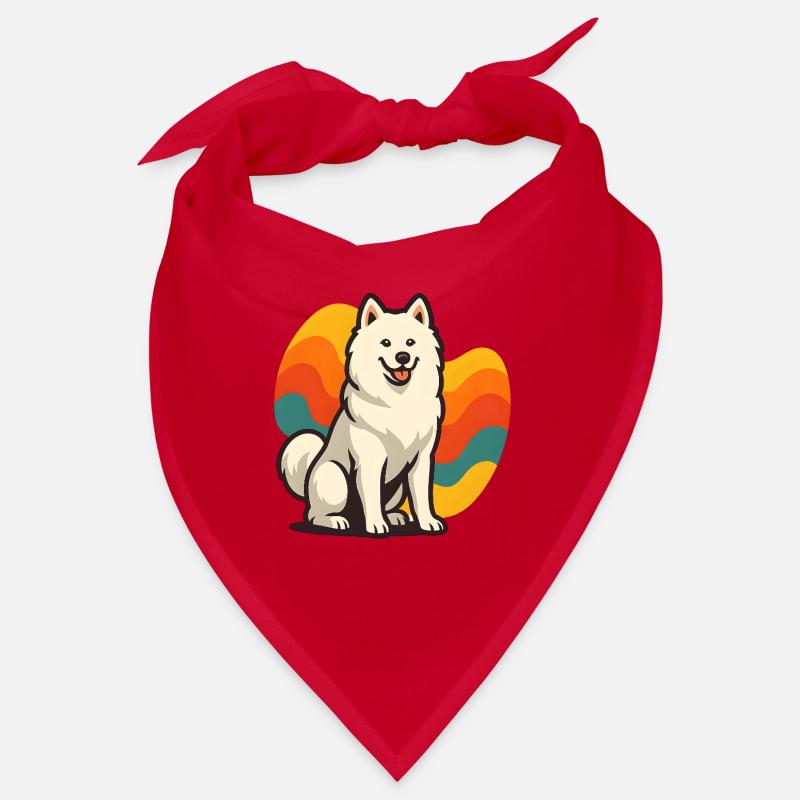 Chien Samoyède Prisme Retro Wave - Bandana - rouge