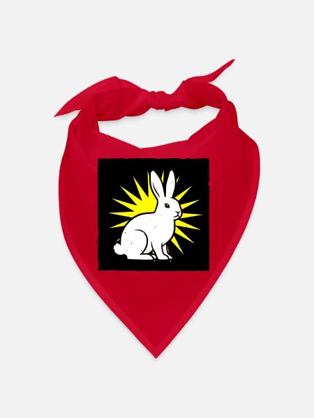 Cooler Hase im Punk Rock & Pop Art Stil - Bandana - Rot - Vorne