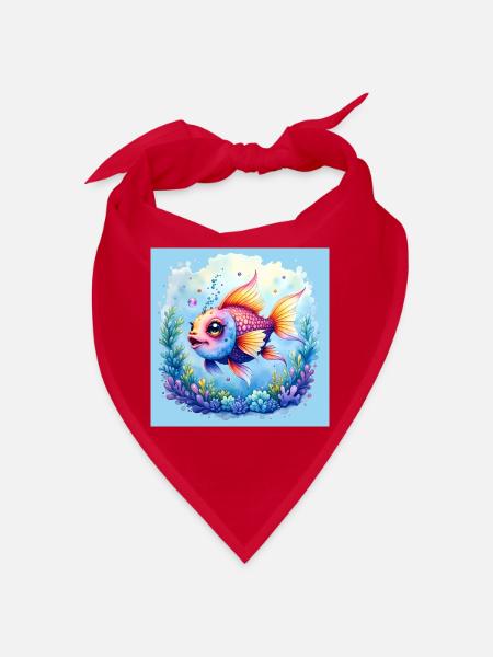 Bunte Fische unter der Koralle - Bandana - Rot - Vorne