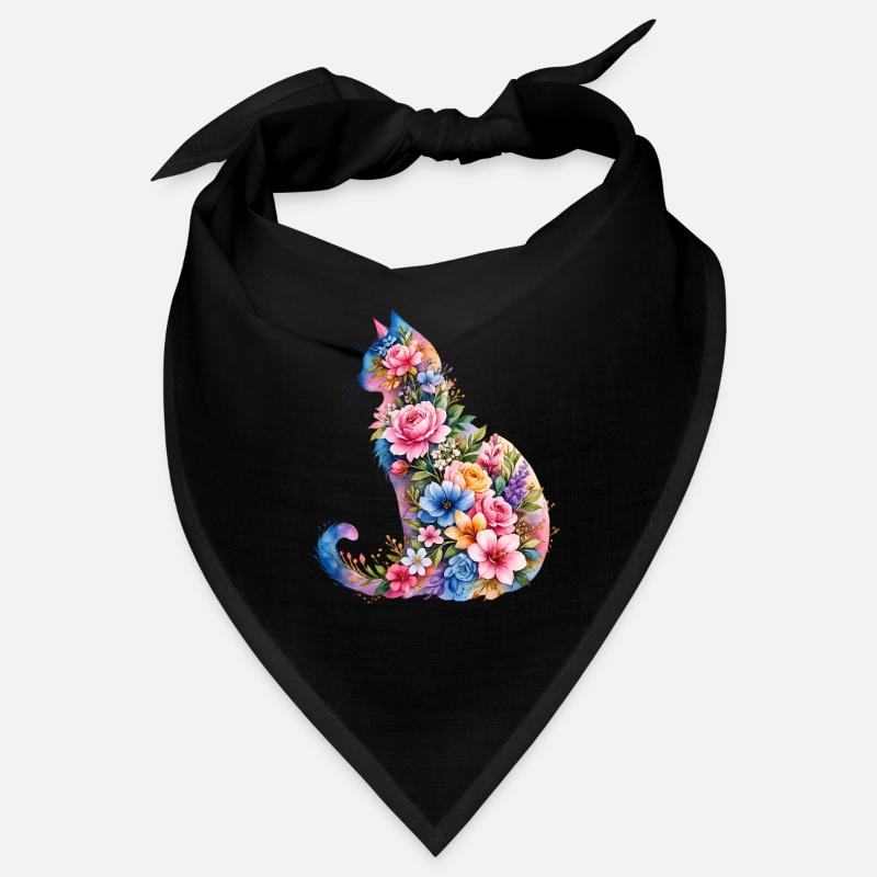 Katze Aquarell Blumen Bandana