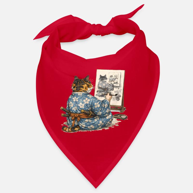 Peinture du chat samouraï : Sumi-e Ukiyo-e Art Bandana