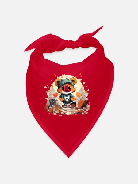 Kuscheliger Panda-Künstler im Zeltdesign - Bandana - Rot - Vorne