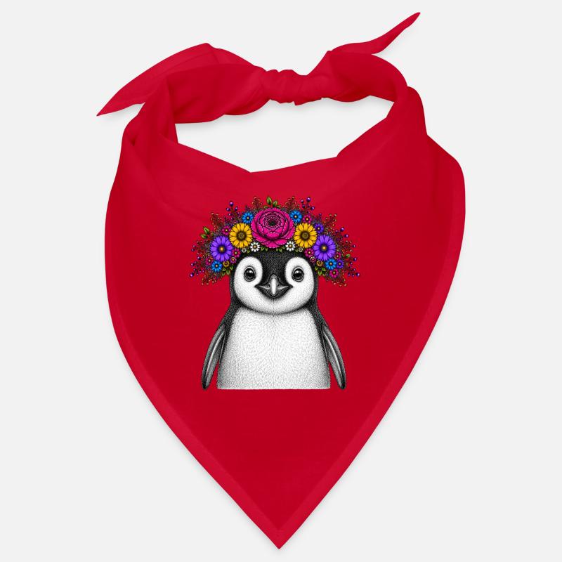 Pinguin mit Blumenkrone Bandana
